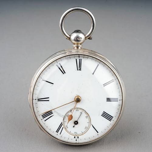 140 - A Victorian silver open face pocket watch, 44mm white enamel dial with Roman numerals and subsidiary... 