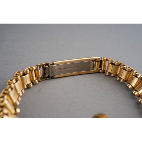 153 - A ladies gold-plated wristwatch, circa 1930s, on a rolled gold bracelet strap