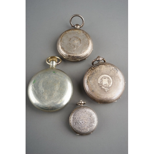 154 - A collection of silver pocket watches - including a Kay's Perfection Lever; a smaller pocket watch a... 