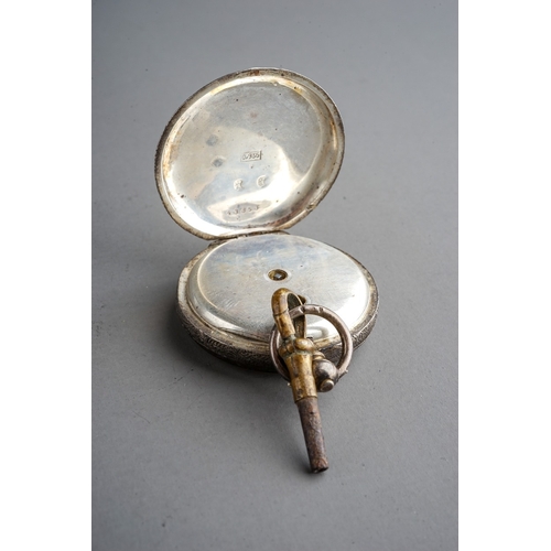 156 - American Watham full hunter pocket watch together with small silver fob watch and key (2)