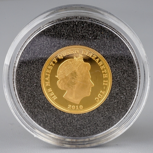 179 - A Queen Elizabeth II 2010 1/8 sovereign, commemorating Britannia One Crown, 13.92mm diam, cased