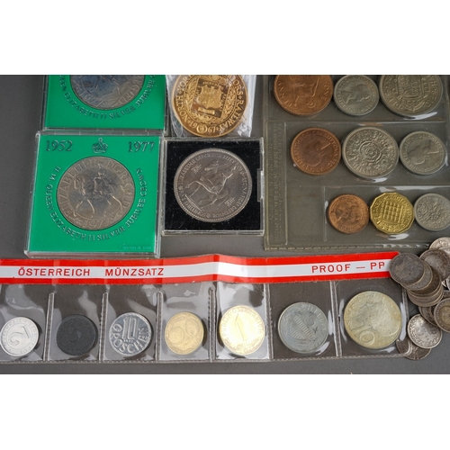 186 - Collection of coins to include pre 1947 silver coinage, 3 pence, 1981 silver commemorative coin, pap... 