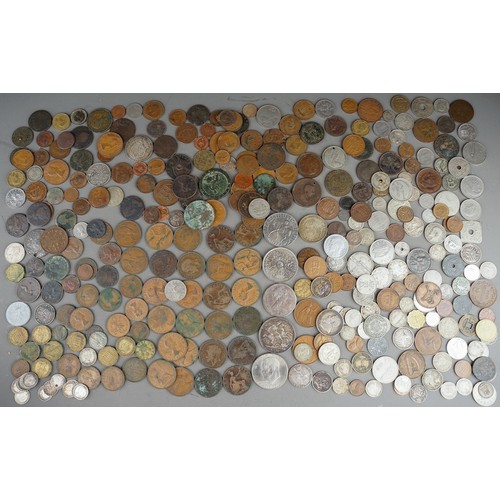 187 - Large collection of coins to include foreign and English coinage, 13 three pence's etc and some silv... 