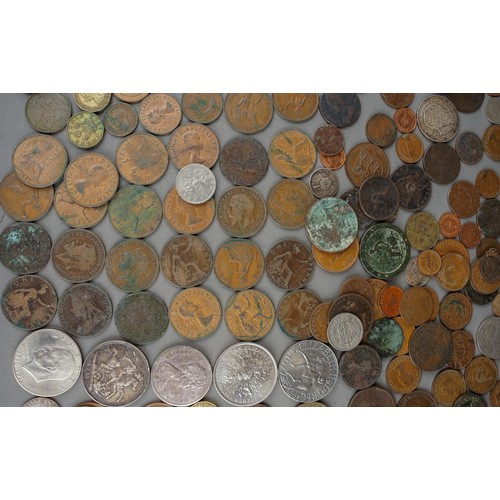 187 - Large collection of coins to include foreign and English coinage, 13 three pence's etc and some silv... 