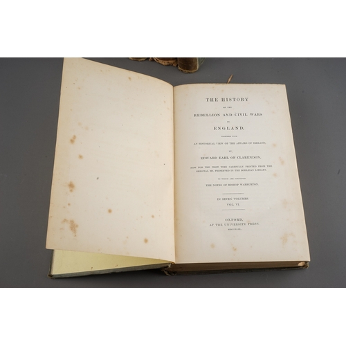 189 - CLARENDON, EDWARD, Earl of. The History of the Rebellion and Civil Wars in England. 7 vols., Oxford ... 