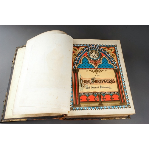 193 - A late Victorian brass bound Brown's Self-Interpreting Family Bible with coloured illustrations, pub... 