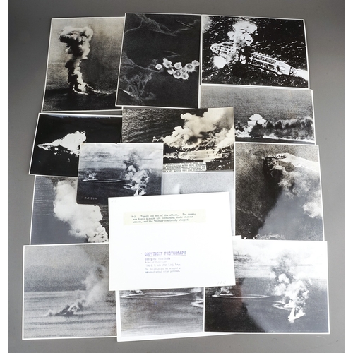 199 - 14 x Japanese WW2 Second World War Aerial Reconnaissance photographs of the
 bombing of British and ... 