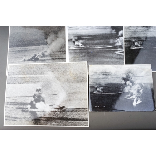 199 - 14 x Japanese WW2 Second World War Aerial Reconnaissance photographs of the
 bombing of British and ... 