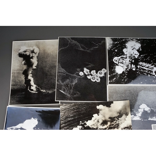 199 - 14 x Japanese WW2 Second World War Aerial Reconnaissance photographs of the
 bombing of British and ... 