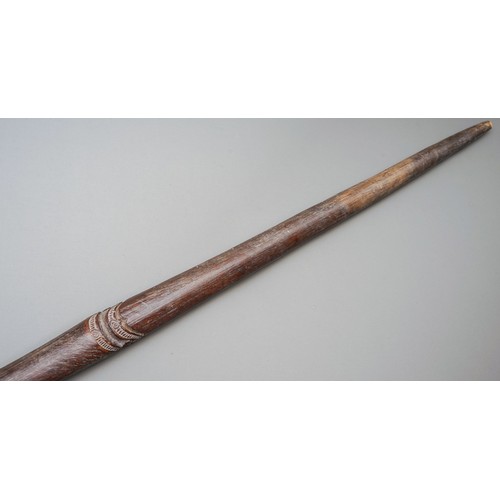 202 - Antique New Zealand Maori tribal Pouwhenua war club/staff.  Age related wear, overall length 137cm.