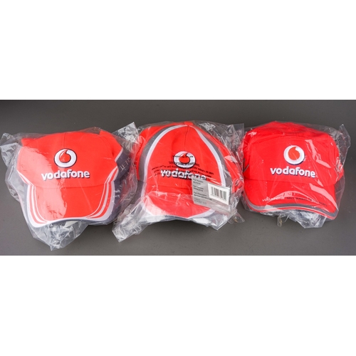 221 - Collection of 3 Jenson Drivers  red Vodafone McLaren Mercedes caps, F1 interest, all brand new with ... 