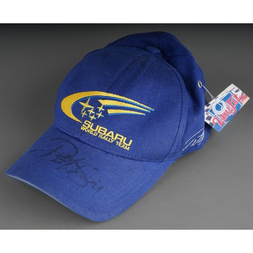 224 - Subaru World Rally Team Signature Cap Official Teamwear signed by 3 drivers, possibly Mcrae, brand n... 