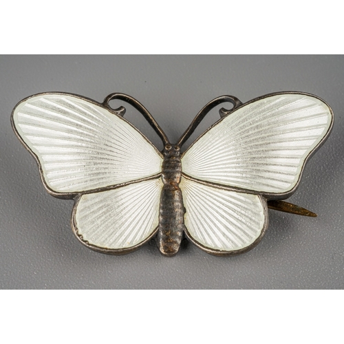 236 - A Norwegian silver and enamel butterfly brooch, approx 3.5cm wide, stamped '925S Sterling Norway', a... 