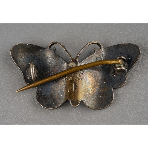 236 - A Norwegian silver and enamel butterfly brooch, approx 3.5cm wide, stamped '925S Sterling Norway', a... 