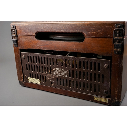 248 - Two HMV portable gramophones and a Marconi RG11A radiogram, the HMV comprising a blue cased model 10... 