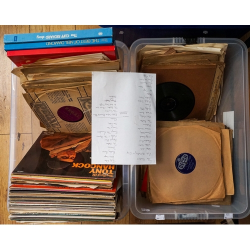 270 - Two boxes of LPs and 78s, the LPs include Madness - Absolutely, The Beatles - With The Beatles (PMC1... 