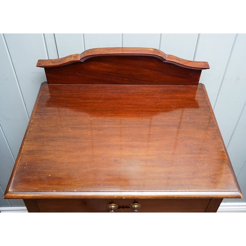 271 - Edwardian mahogany sheet music cabinet, raised back, fitted with six fall-front drawers, on cabriole... 