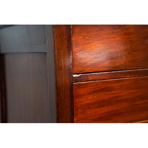 271 - Edwardian mahogany sheet music cabinet, raised back, fitted with six fall-front drawers, on cabriole... 