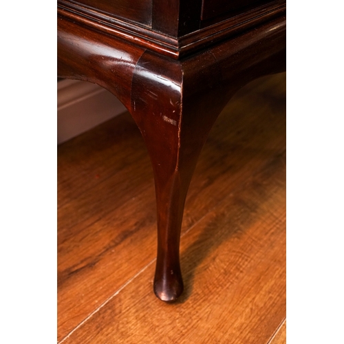 271 - Edwardian mahogany sheet music cabinet, raised back, fitted with six fall-front drawers, on cabriole... 