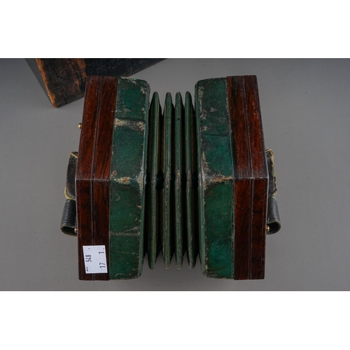 296 - Antique Rock Chidley 48 button Concertina.  In wooden case.