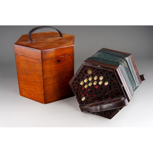 297 - Antique Barnett Samuel & sons concertina, in original case.  20 button Anglo system.