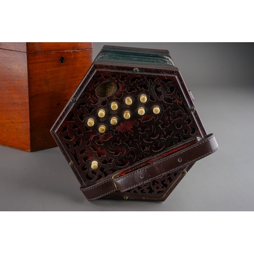 297 - Antique Barnett Samuel & sons concertina, in original case.  20 button Anglo system.