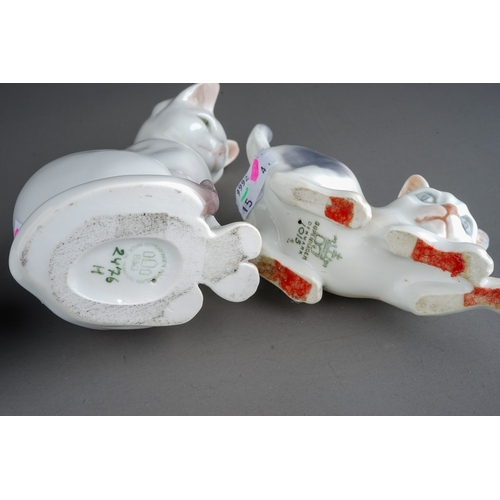 418 - Three Danish Bing & Grondahl figures to include: a pair of finch type birds with blue plumage, patte... 