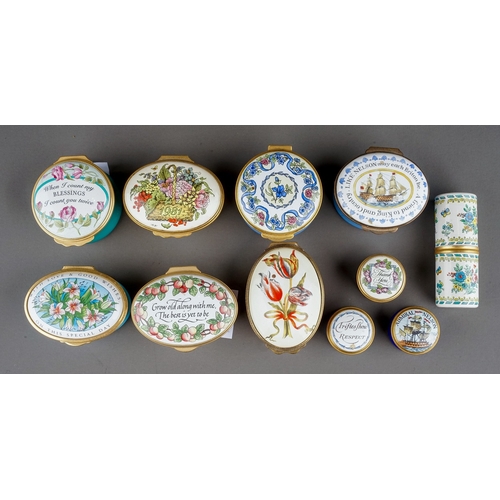 580 - A collection of eleven enamel boxes by Halcyon Days, Staffordshire Enamels and Crummles, including t... 