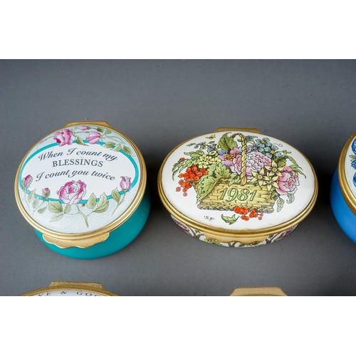 580 - A collection of eleven enamel boxes by Halcyon Days, Staffordshire Enamels and Crummles, including t... 