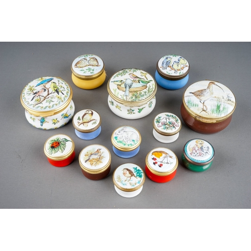 583 - A collection of thirteen enamel boxes by Halcyon Days, Bilston & Battersea Enamels, Crummles and Sta... 