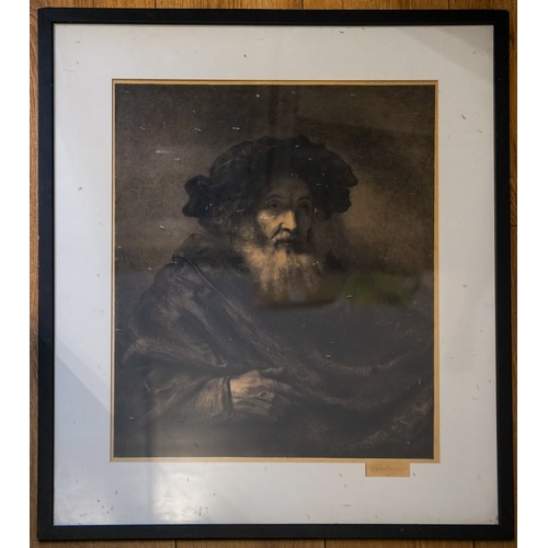 602 - Earlty 20th Century after Ferdinand Bol, Bearded Old Man, etching, signed in pencil on the mount, fr... 