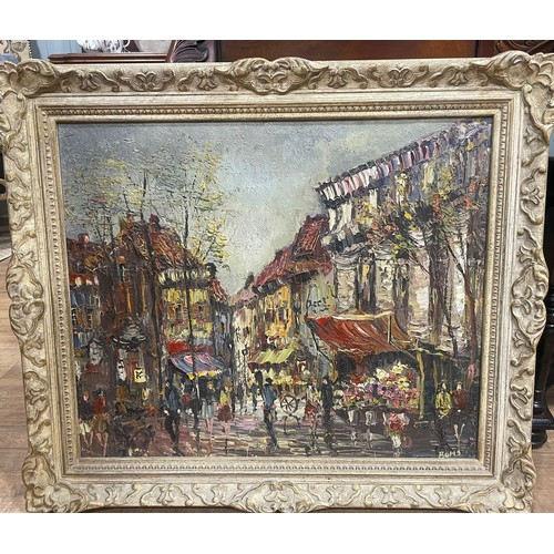 629 - Continental School (20th Century)
Street scene
impasto oil on canvas, 49.5 x 59.5cm 
signed lower ri... 