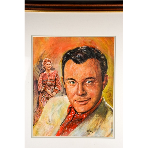 634 - Gordon King (British, B.1939) Portrait of Jim Reeves with a lady of his left hand facing shoulder, m... 