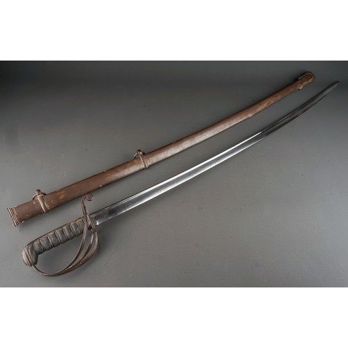 613 - A 19th Century Court Sword, engraved 83.5cm steel blade, the steel three-bar hilt with brass fluted ... 