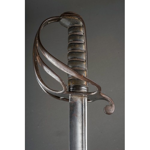 613 - A 19th Century Court Sword, engraved 83.5cm steel blade, the steel three-bar hilt with brass fluted ... 