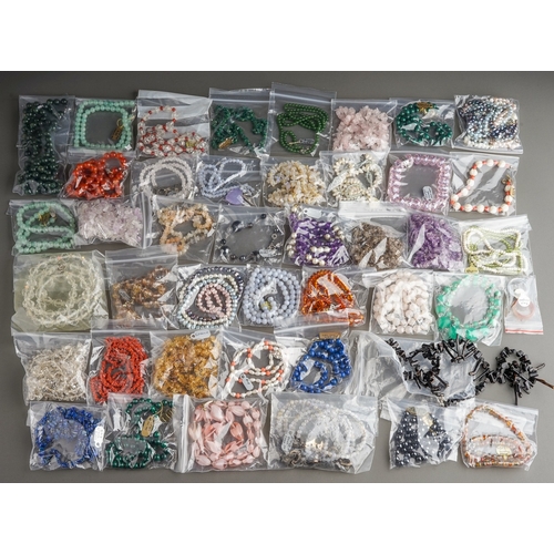 20 - Assorted gem-set necklaces and bracelets, including amethyst, rock crystal, aventurine, jade, haemat... 