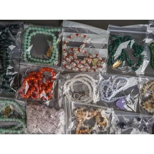 20 - Assorted gem-set necklaces and bracelets, including amethyst, rock crystal, aventurine, jade, haemat... 