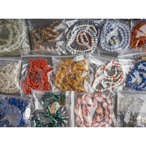 20 - Assorted gem-set necklaces and bracelets, including amethyst, rock crystal, aventurine, jade, haemat... 