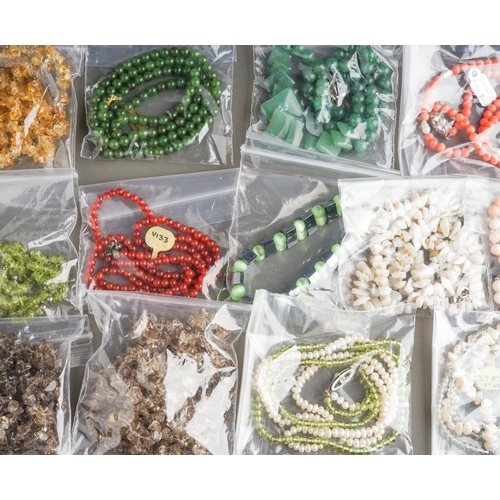 21 - Assorted gem-set necklaces and bracelets, including amethyst, rock crystal, aventurine, jade, haemat... 