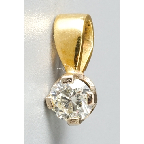 31 - A yellow gold and diamond solitaire pendant, set with a round brilliant-cut diamond approx 0.25ct, c... 