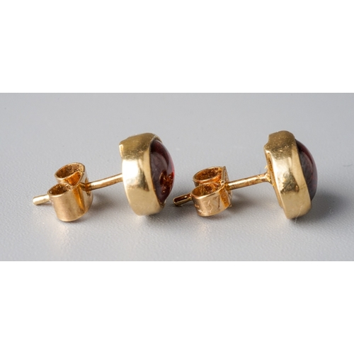 39 - A pair of 14k yellow gold and sapphire stud earrings, total gross weight approx 2.2g; together with ... 