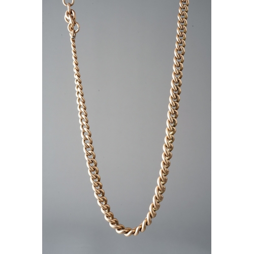 40 - A 9ct yellow gold graduated curb-link watch chain, approx 38.5cm long, gross weight approx 35.9g