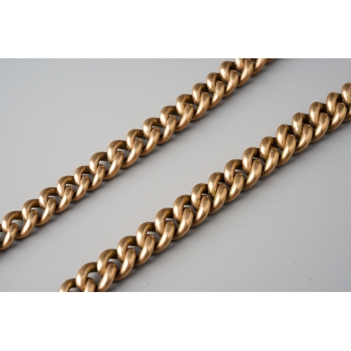 40 - A 9ct yellow gold graduated curb-link watch chain, approx 38.5cm long, gross weight approx 35.9g