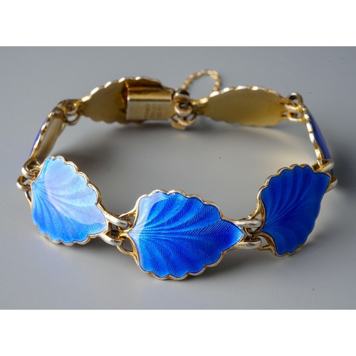 47 - Finn Jensen - a Norwegian silver-gilt and blue enamel bracelet, gross weight approx 17.3g