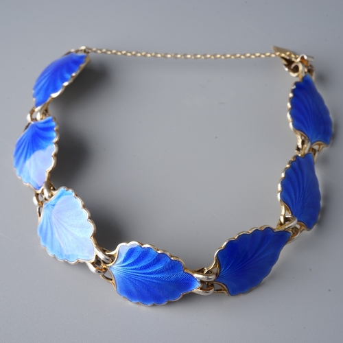 47 - Finn Jensen - a Norwegian silver-gilt and blue enamel bracelet, gross weight approx 17.3g