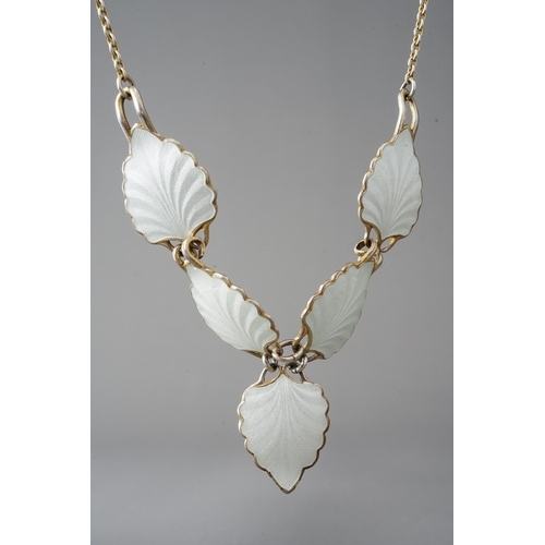 48 - Finn Jensen - a Norwegian silver and white enamel necklace, approx 44cm long, gross weight approx 13... 