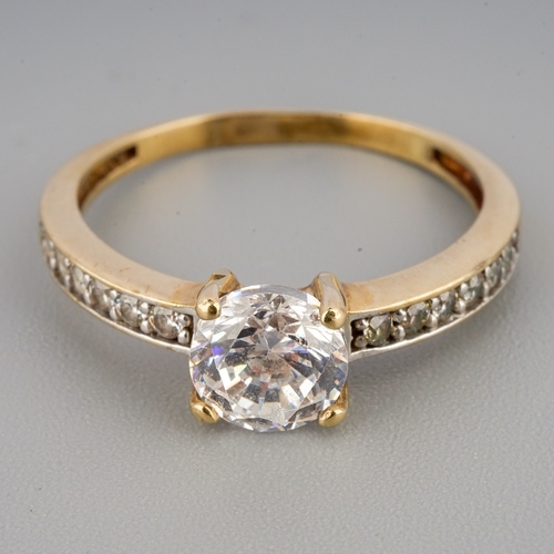 55 - A yellow gold and CZ solitaire ring, size M, gross weight approx 1.8, unmarked assessed as 9ct