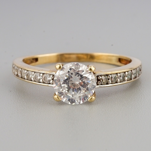 55 - A yellow gold and CZ solitaire ring, size M, gross weight approx 1.8, unmarked assessed as 9ct