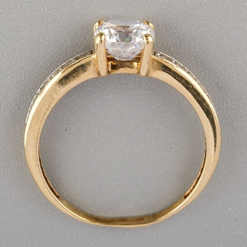 55 - A yellow gold and CZ solitaire ring, size M, gross weight approx 1.8, unmarked assessed as 9ct