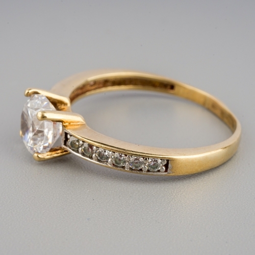 55 - A yellow gold and CZ solitaire ring, size M, gross weight approx 1.8, unmarked assessed as 9ct